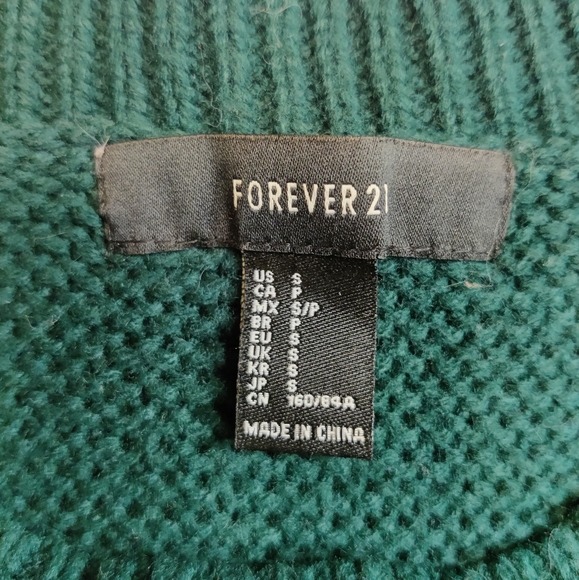Forever 21 Dark Green Knitted Sweater Size Small - Picture 3 of 3